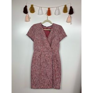 Banana Republic Pink Mad Men Fringe Tweed Dress 10